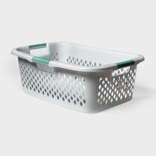 Laundry Basket White - Brightroom™: Polypropylene, Portable, Built-In Handles, 13.9 Volume, 27.57" L, 18.83" W, 9.74" H