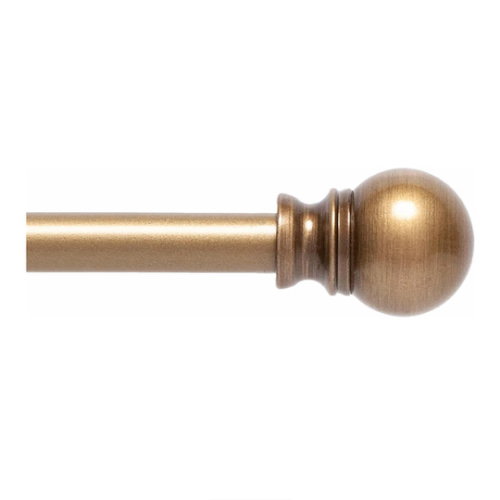 Kenney KN55972 Davenport Ball End Petite Café Decorative Window Curtain Rod, 28-48" Adjustable Length, Brushed Brass Finish, 1/2" Diameter Steel Tube