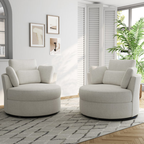 Pia Ricco Upholstered Swivel Lounge Armchair With Pillow(Set of 2) & Reviews | Wayfair