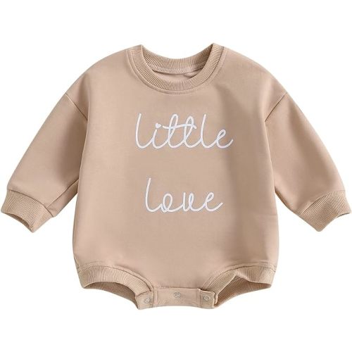 MERSARIPHY Baby Girl Boy Sweatshirt Romper Newborn Crewneck Long Sleeve One Piece Bubble Bodysuit Fall Neutral Infant Clothes