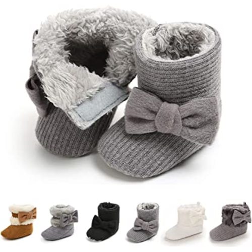 E-FAK Baby Boy Girl Boots Newborn Shoes Winter Snow Bowknot Anti-Slip Soft Sole Warm Infant Toddler Prewalker Booties