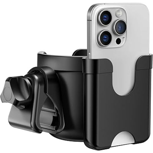 Guiseapue Cup Holder for Walker, Stroller Cup Holder Attachment with Phone Holder, Wheelchair/Stroller Accessories for Uppababy, Nuna, Doona, Rollator, Bike, Scooter, Baby Travel Essential