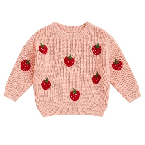Toddler Baby Girl Knit Sweaters Oversized Long Sleeve Embroidery Shirt Top Newborn Infant Cute Fall Winter Clothes