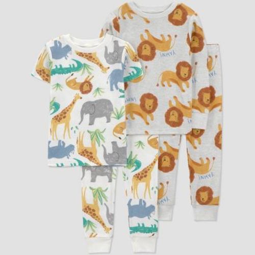 Carter's Just One You® Toddler Boys' 4pc Cotton Snug Fit Safari Pajama Set - Brown/Gray 4T