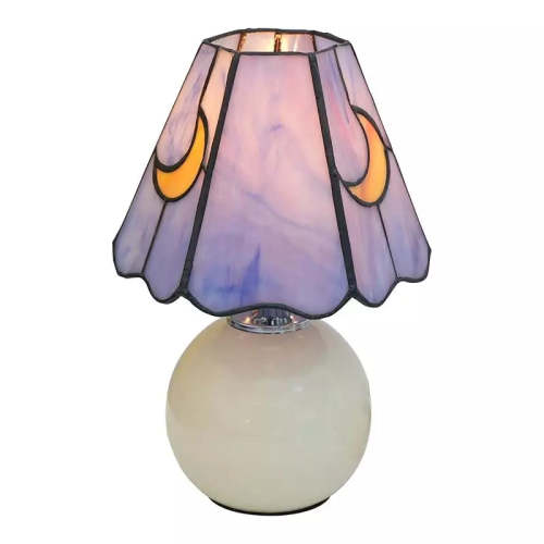 Fiorella Mushroom Moon Tiffany Stained Glass Table Light