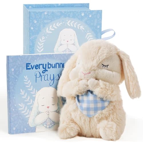 Tickle & Main Baptism Gifts for Boys Praying Musical Bunny Set - 7 in Blue Plush & Illustrated Board Book - Christening Present for Boys & Baptismal Treasures Reciting Now I Lay Me Down to Sleep
