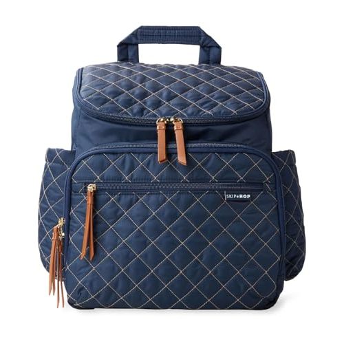 Skip Hop Diaper Bag Backpack: Forma, Multi-Function Baby Travel Bag with Changing Pad & Stroller Attachment, Navy