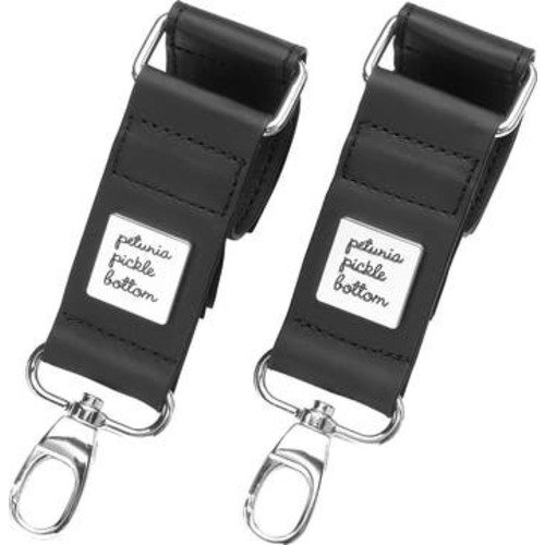 Faux Leather Valet Stroller Clips - Black/Silver
