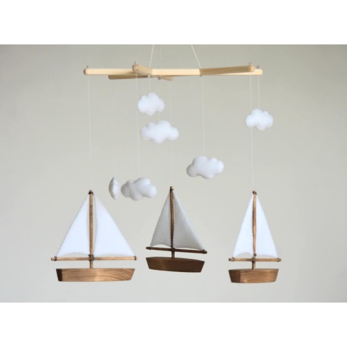 Sailboat Baby Mobile, Ocean Mobile, Ship Mobile, Sea Baby Mobile, Nursery Decor, Baby Room Decoration, Sailing Ship Mobile, Baby Shower Gift