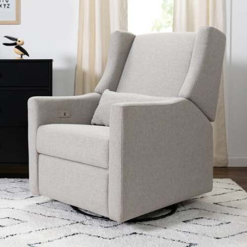 Kiwi Electronic Recliner and Swivel Glider with USB Port, Grey Eco-Performance Fabric - Babyletto | Maisonette