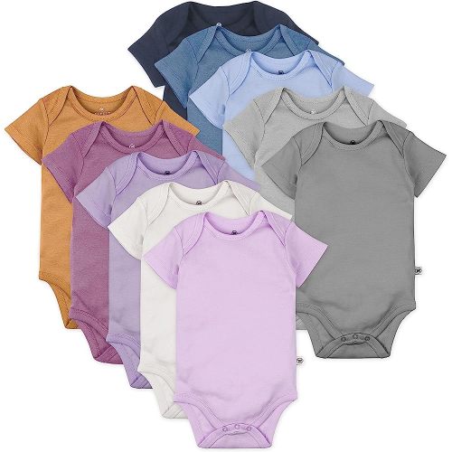 HonestBaby 10-pack Short Sleeve Bodysuits One-piece 100% Organic Cotton for Infant Baby Boys, Girls, Unisex