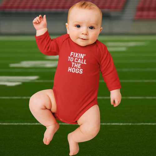 Fixin' to Call the Hogs Baby Bodysuit, Cute Infant Outfit, Baby Shower Gift, Toddler Apparel, Little Fan Gear