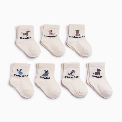 Small Story Days of the Week Crew Socks (7-pack) - Dog Days, 3-12 M