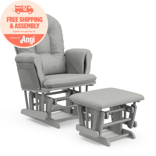 Storkcraft Hoop Infant Nursery Glider and Ottoman, Pebble Gray with Light Gray