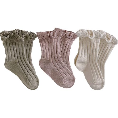 Ashmyova Baby Girls Vintage Ankel Lace Socks Toddler Ruffles Casual Dress Socks 6 Pack