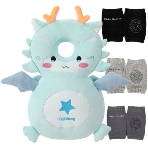 Feidoog Baby Head Protector Cushion Backpack with 3 Baby Knee Pads for Walking & Crawling