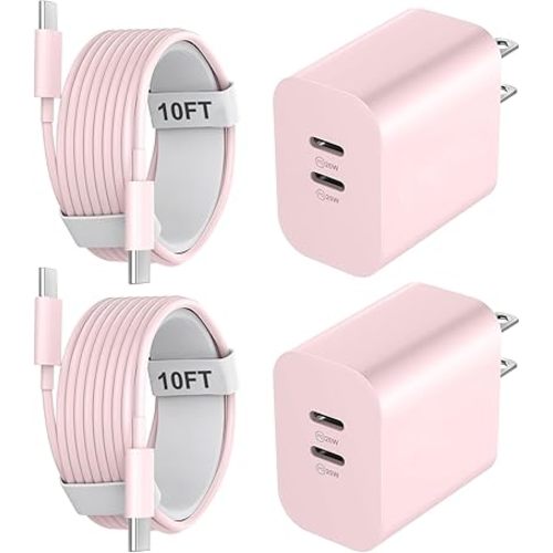 Phone 17 16 15 Charger 10FT, 20W Dual Port USB C Fast Charging Block with 10FT Long USB C to C Charging Cable Cord for Phone 17 16 15 Pro Max/17 16 15 Pro/15/15 Plus,Pad Pro