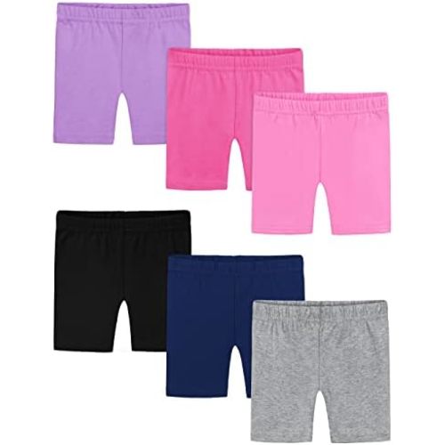 Poroka 6 Pack Baby and Toddler Girls Bike Shorts Soft Girls Summer Dancewear Shorts Solid Tumbling Safety Short for Kids