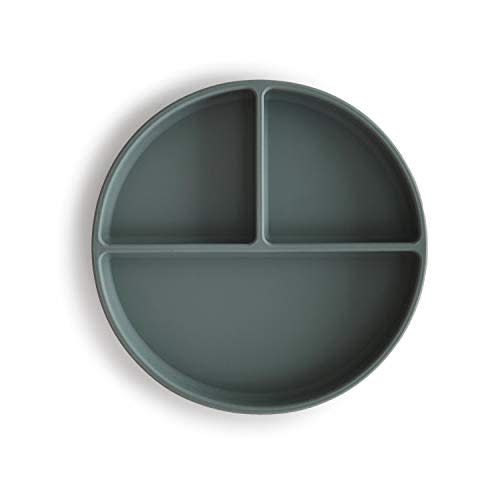 mushie Silicone Suction Plate | BPA-Free Non-Slip Design (Dried Thyme)