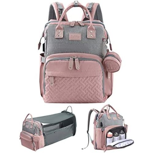 JOLLITO Baby Diaper Bag Backpack with Changing Station, Large Capacity, Stroller Straps and USB Charging Port, Baby Registry Search for Boys & Girls
