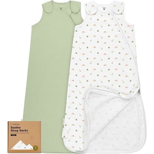 2-Pack Organic Baby Sleep Sacks, 100% Cotton - Soft & Breathable 0.5TOG Baby Wearable Blanket, Toddler Sleeping Sack 6-18 months, Easy to Wear Transitional Swaddles for Newborns, Infants(Roarsome, M)