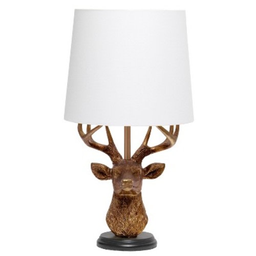 17.25" Woodland Tall Rustic Antler Deer Bedside Table Desk Lamp Copper - Simple Designs: Polyresin, ETL Listed
