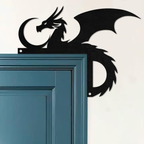 Evil Dragon Personalized Door Signs - Black Metal Wall Art & Window Decor (Style H, 20cm / 7.87')