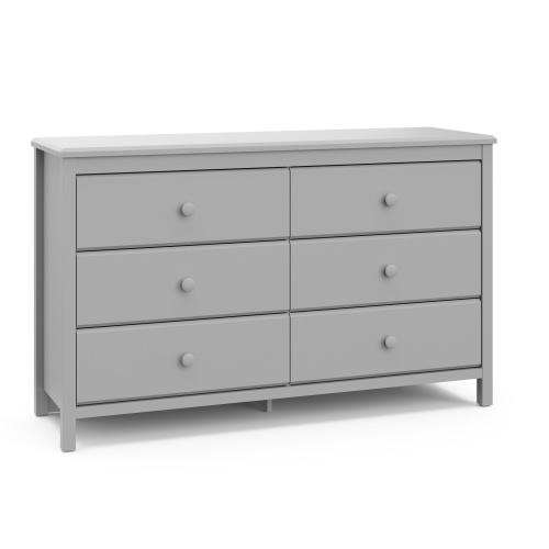 Storkcraft Alpine 6 Drawer Kids Double Dresser, Pebble Gray
