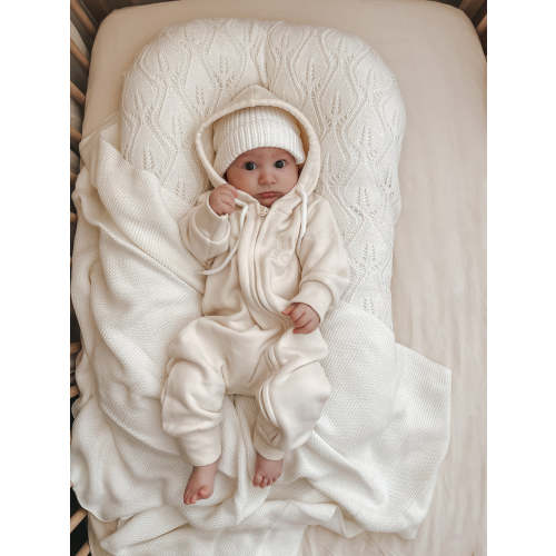 'Little Love' Hoodie Zip Romper (Sand)