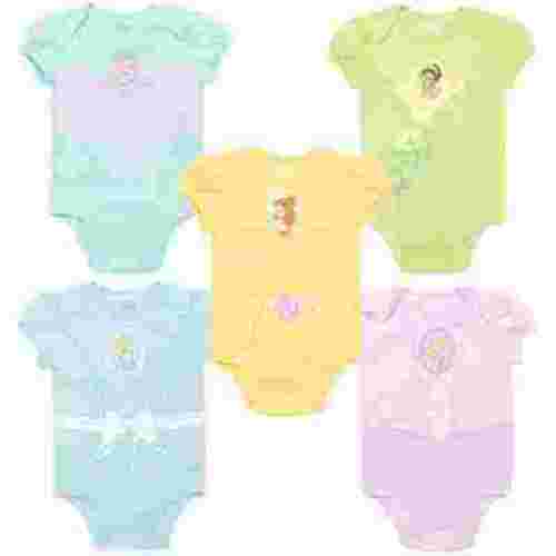 Disney Princess Rapunzel Belle Tiana Newborn Baby Girls 5 Pack Bodysuits Newborn to Infant