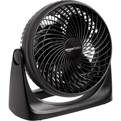 Amazon Basics Air Circulator Fan, Desk Fan for Bedroom, Home and Office, With 90-Degree Tilt Head, 3 Speed Settings, Lightweight (3 LBS), 35 Watts, Black, 11.1"W x 6.3"D x 10.9"H