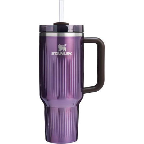 Stanley Quencher H2.0 Tumbler with Handle and Straw 40 oz | Flowstate 3-Position Lid | Cup Holder Compatible for Travel | Insulated Stainless Steel Cup | BPA-Free | Fluted Wisteria Shine