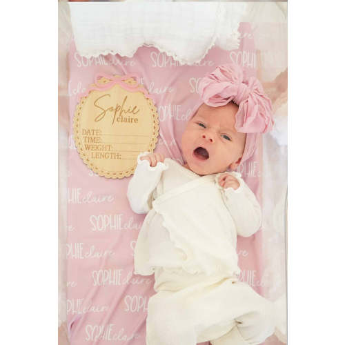 Personalized Birth Stats Wood Announcement | Precious Bow