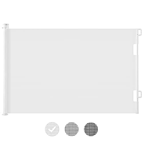 Cumbor Baby Gate Retractable Gates for Stairs, Mesh Dog Gate for The House, Wide Pet Gate 33" Tall, Extends to 55" Wide, Long Child Safety Gates for Doorways, Hallways, Cat Gate Indoor/Outdoor(White)