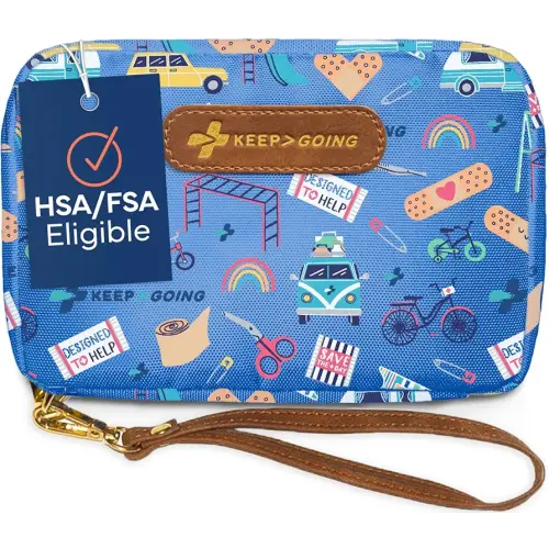 KeepGoing Kids First Aid Kit - 130 Pc. Kit for Car, Home, Purse & Diaper Bag - Latex-Free Bandages - TSA-Approved Travel Size