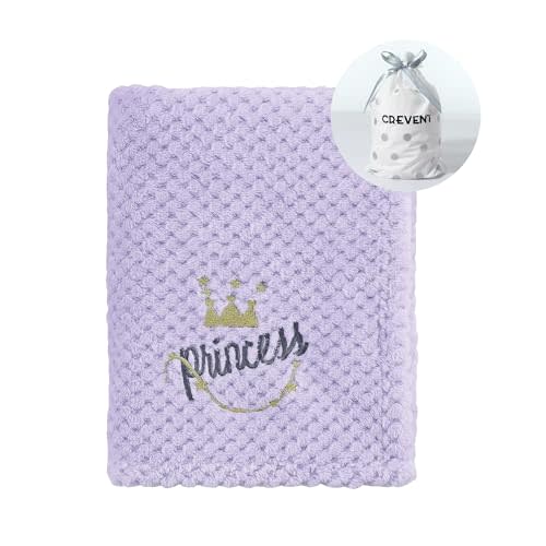 CREVENT 30''X40'' Cute Cozy Fluffy Warm Baby Blanket for Girls Infants Toddlers' Bedding Crib Cot Stroller, Baby Shower Birthday Newborn's Gift - Purple Crown 75X100cm