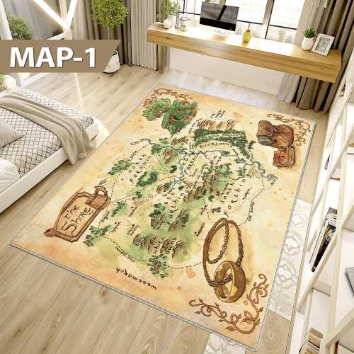 Lord of the Rings Rug, Middle Earth Map Carpet, The Shire Rohan, Gondor, Mordor, Area Rug, Hobbit Hole Rug, Large Map Rug, Gift for Him