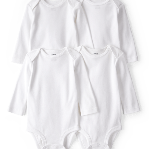 White Baby 4-Pack Long-Sleeve Bodysuits | Carter’s Oshkosh Canada