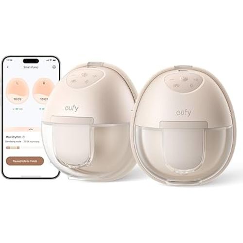 eufy Wearable Breast Pump S1, Hands-Free Electric Breast Pump with Heating Tech, App Control, Personalized Smart Rhythm, Hospital Grade Suction, Portable, Discreet, Leak-Proof & Ultra-Quiet