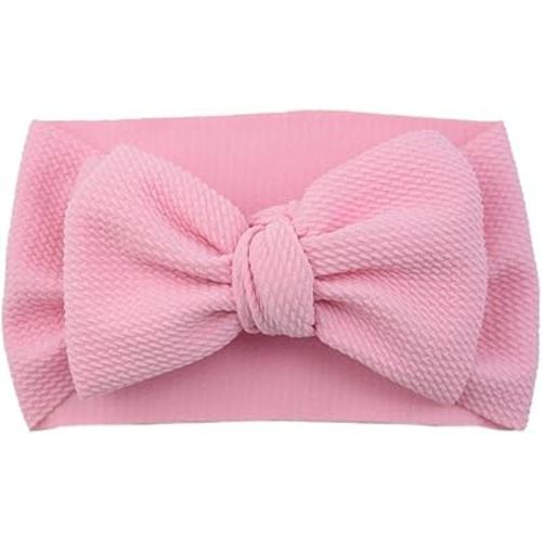 Baby Girl's 8'' Soft Big Bow knot Nylon Headband Toddler Hairband for Photography Travel Party Festivals (Pink)