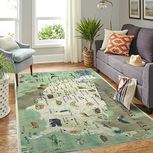 National Parks of The USA Rectangle Rug, Rug for Nursery, Washable Rug, Living Room Rug, Rugs for Bedroom, Home Decor (6 * 8ft)