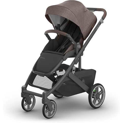 UPPAbaby Cruz V3 Stroller - from Birth + Car Seat Compatible - Full-Size, Reversible Seat - Infant Insert, Bug and Rain Shields Included - Owen (Mocha Mélange/Carbon Frame/Chestnut Leather)