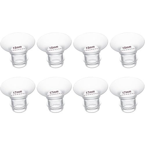 Flange Insert 15/17mm 8PCS Compatible with 24mm Flange/Shield of Most Pumps,Suitable for Momcozy/Medela/Spectra/TSRETE/Paruu Wearable Breast Pump,Reduce 24mm Tunnel Down to Correct Size,4pc/Size