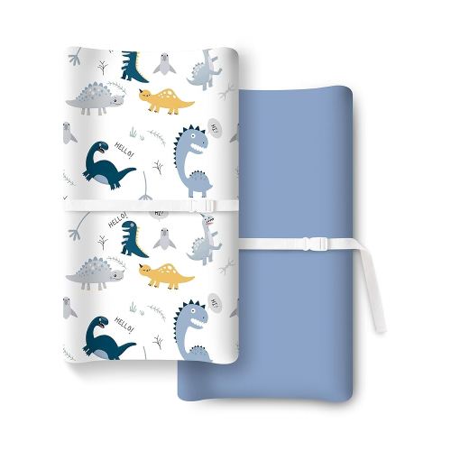Extra Stretchy Changing Pad Cover, Ultra Soft Premium Jersey Knit Changing Pad Sheets, Unisex for Boys Girls, Fits All Standard Changing Tables/Dresser Tops, Dino Blue - 2 Pack