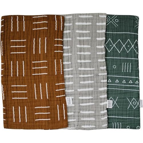 Mebie Baby Burp Cloths, Printed 3-Pack, Muslin Burp Cloth Set for Spit Up, Drool, and More, Boho Burp Cloths for Baby Boy and Girl, Baby Must Haves for Registry Lists and Gifts for Newborns