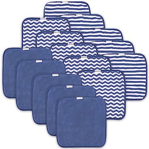 15 Pack Baby Washcloths - Super Soft Absorbent Wash Cloths for Boy and Girl, Newborn Essentials Baby Clothes, Gentle on Sensitive Skin for Face and Body, 10" by 10", Navy Blue