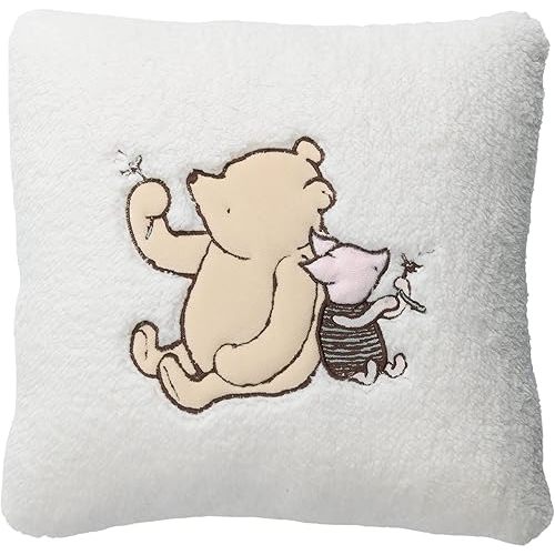 Lambs & Ivy Storytime Pooh Soft Faux Shearling Nursery Throw Pillow - Cream