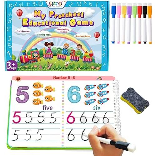 Preschool Learning Activities Educational Workbook - Toddler Prek Montessori Handwriting Practice Activity Tracing Toys Busy Book for Kids, Autism Learning Materials and ABC Learning Book