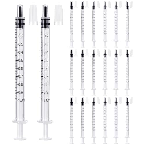 Gjinxi Syringe with Cap 20 Pcs Liquid Syringes Plastic Dispensing Cover Sample Injection Syringes Measurement Multifunction Lab Utensils for Feedings Collections Watering Refilling