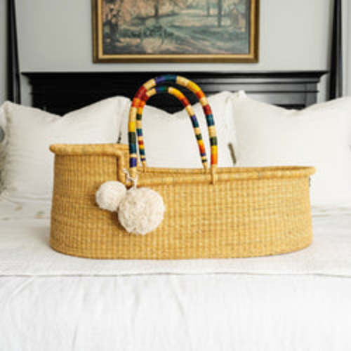 Natural African Moses BasketRainbow Vegan Handle